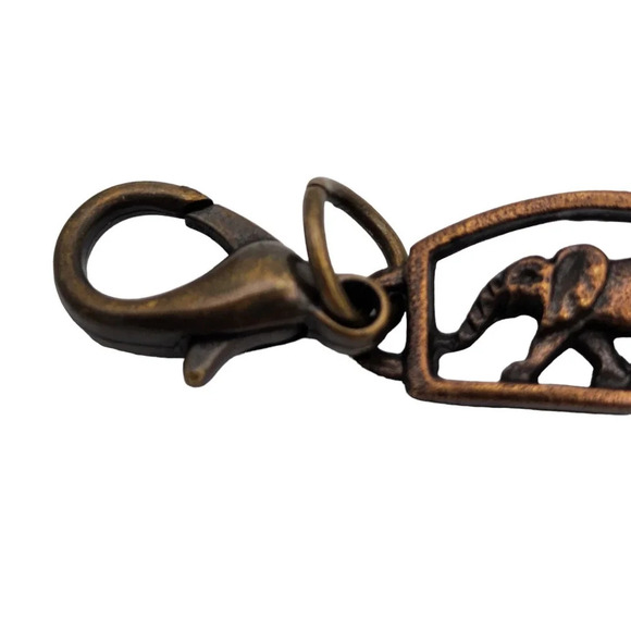 7.5" Brushed Bronze Elephant Paneled Link Womens Bracelet - Picture 5 of 7